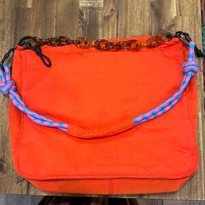 Brand new, never used Rotunda red shoulder bag/ purse with double straps